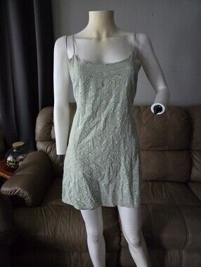 Sage Green Princess Polly Size 10 Mini Dress With Tie